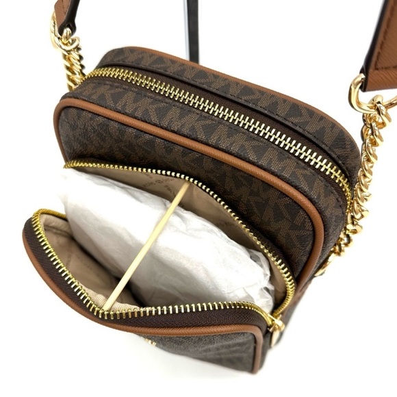 Michael Kors Medium NS Chain Xbody Bag & Small TZ Coinpouch w/ID Brown/Gold - Picture 7 of 14